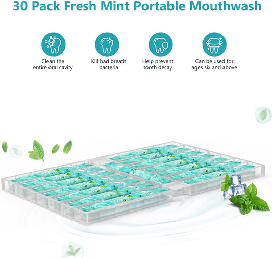 Freshen up on the go! 🌟 Travel-sized, alcohol & fluoride-free mint mouthwash strips - 30 individual packs for ultimate oral hygiene! 🦷✨ #TravelEssentials #OralCare