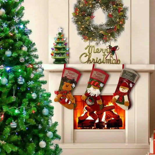 Get Festive with Our Classic Large Christmas Stockings Featuring Santa, Snowman, and Reindeer! Perfect for Family Holiday Cheer! 🎄✨