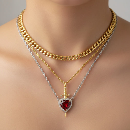 Slay the Style Game with Our Gothic Punk Heart Dagger Necklace! 💖🗡️ Perfect for Couples & Besties! #FashionJewelry #GothicStyle