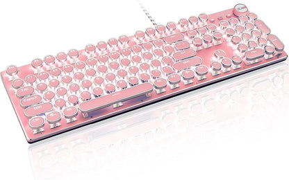 Level up your setup with this adorable Pink Typewriter Keyboard & Mouse! 🎀✨ Retro vibes meet modern gaming with white LED backlighting and anti-ghosting blue switches. Perfect for your desktop or laptop! 💖🖥️ #GamingGear #RetroStyle #CuteTech