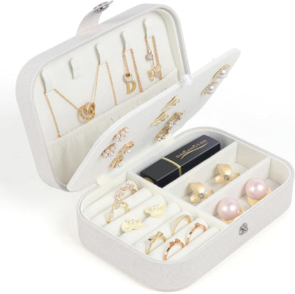 Travel Jewelry Box, Small Jewelry Organizer Boxes for Women Girls, 2 Layer Travel Jewlery Case, PU Leather Mini Portable Jewerly Storage Display Holder for Earrings, Ring, Necklaces, Bracelets Black 1