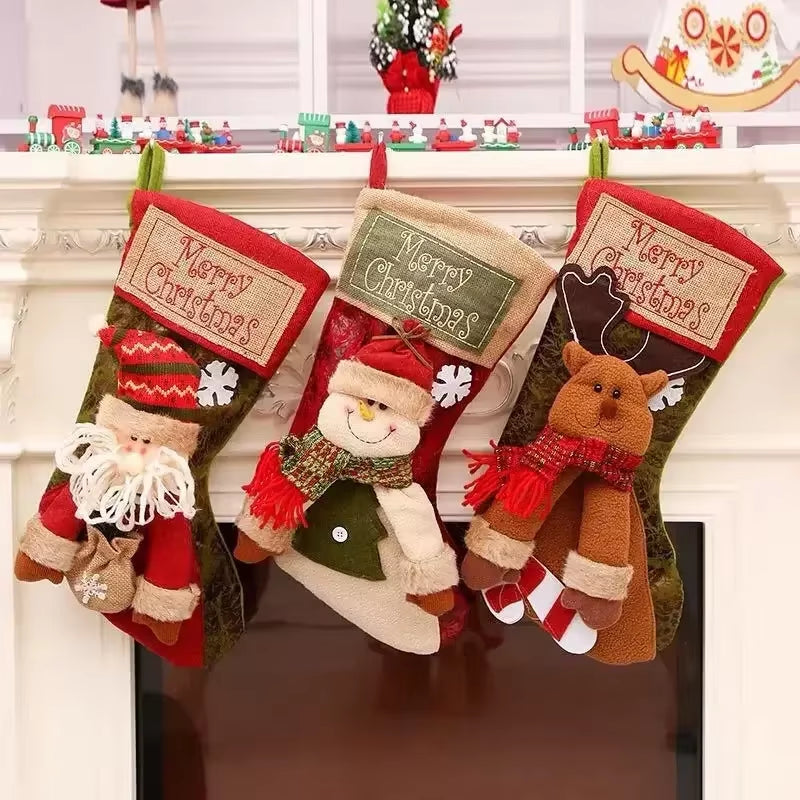 Get Festive with Our Classic Large Christmas Stockings Featuring Santa, Snowman, and Reindeer! Perfect for Family Holiday Cheer! 🎄✨