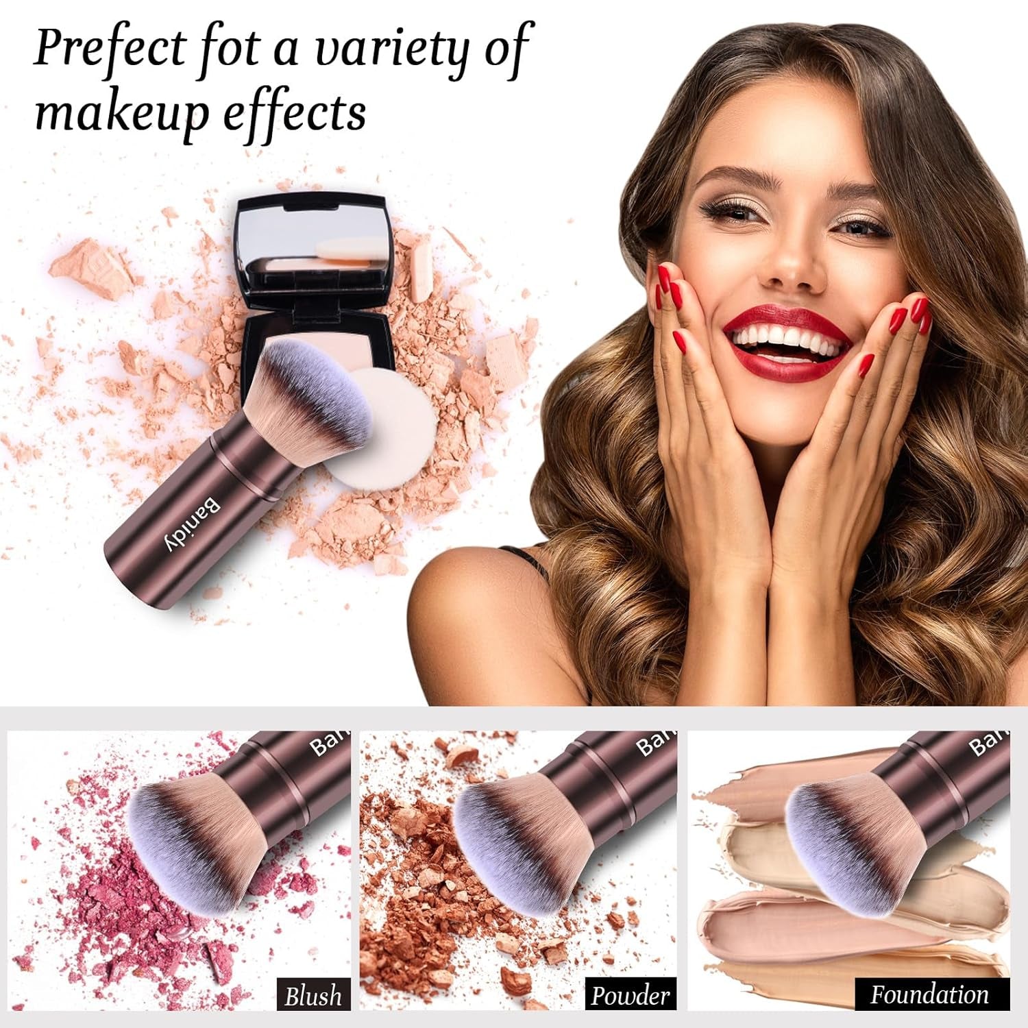 Get Flawless Skin On-the-Go with Our Retractable Kabuki Makeup Brush! Perfect for Foundation, Blush, and Bronzer - Cruelty-Free & Travel-Friendly!💖✨