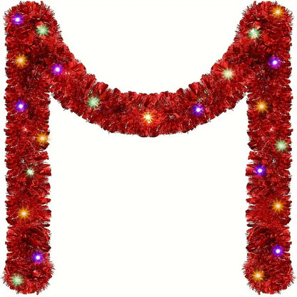 Sparkle Up Your Holidays! 🎄✨ 5M Metallic Tinsel Garland with LED Lights - Perfect for Your Xmas Tree & DIY Decor! #HappyNewYear2026 #HomeDecor