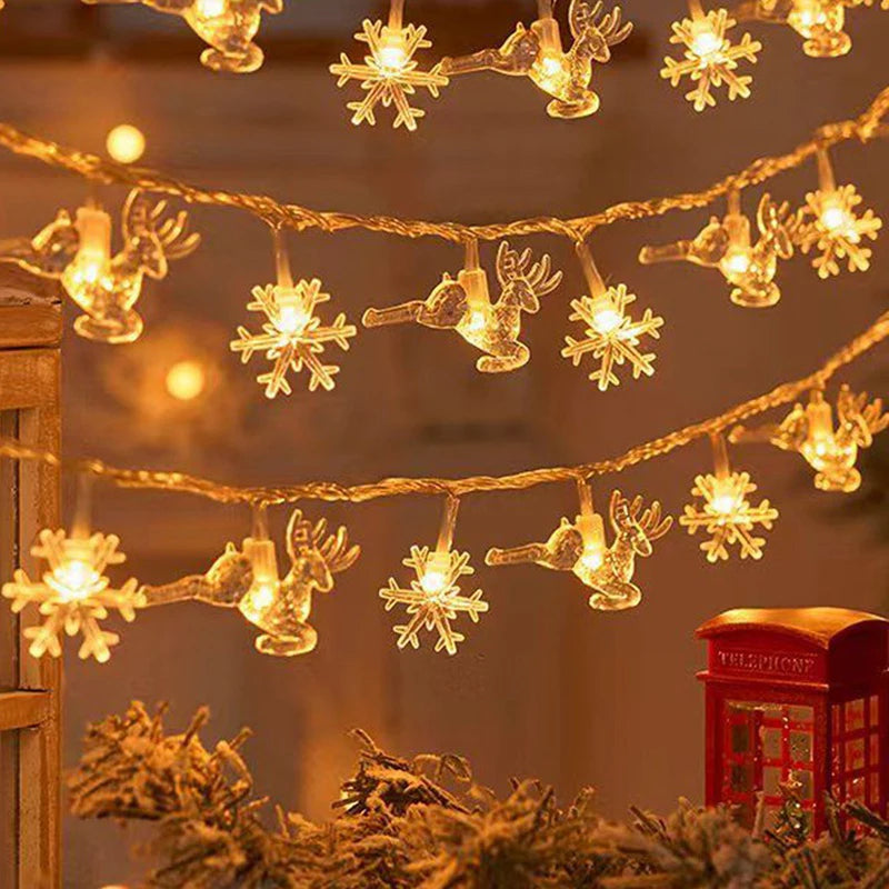 Sparkling 1-10M Christmas Snowflake & Moon Star String Lights for Your Festive Decor! Perfect for Parties, Trees, and Gardens!
