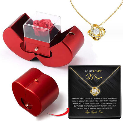 Surprise Her with a Stunning Red Apple Jewelry Box! Perfect for Mother's Day, Valentine's Day, or Christmas - Featuring an Eternal Rose and Beautiful Necklace! 🌹✨💖