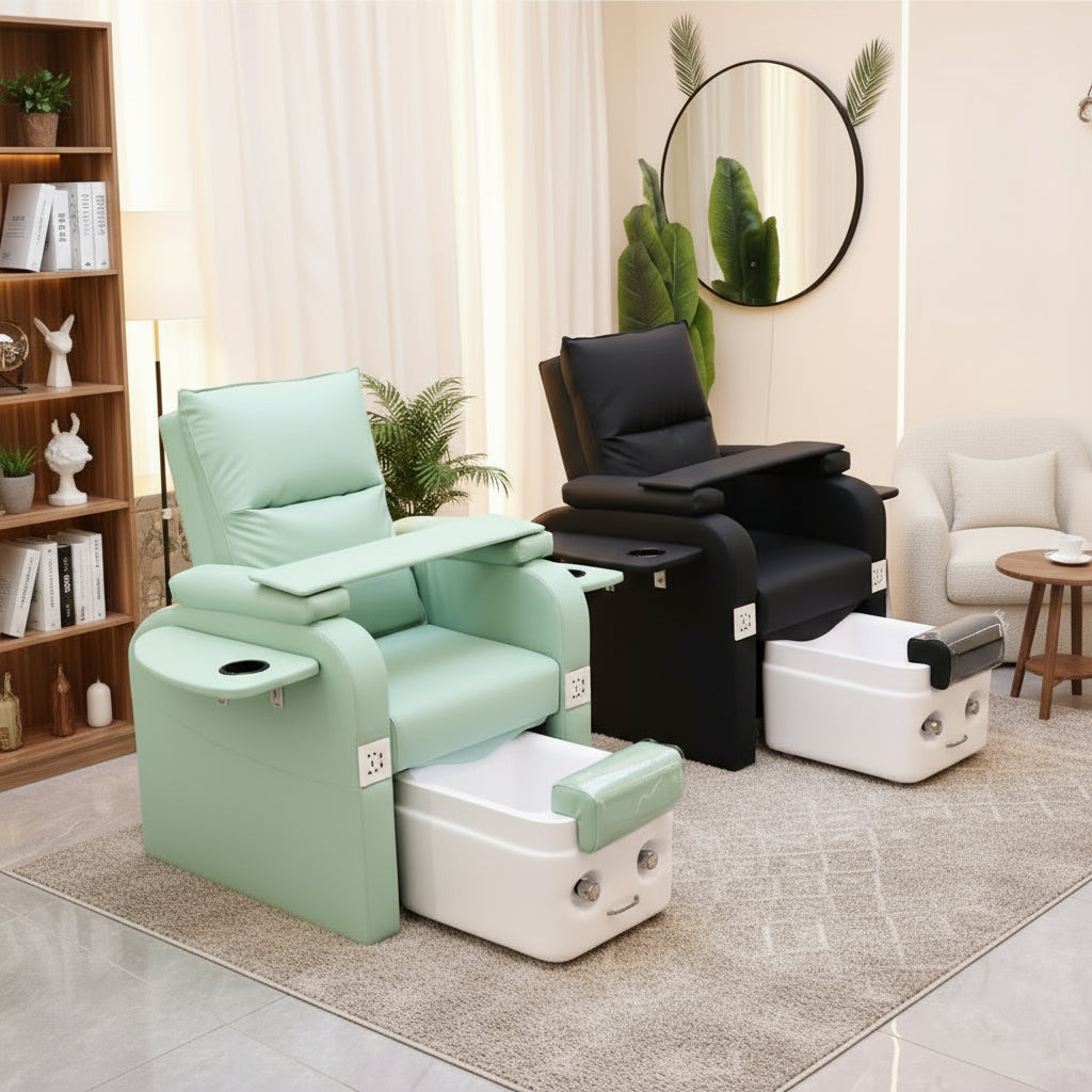 Unwind in Luxury: Electric Reclining Spa Massage Foot Bath & Pedicure Bench for Ultimate Relaxation! 💆‍♀️✨