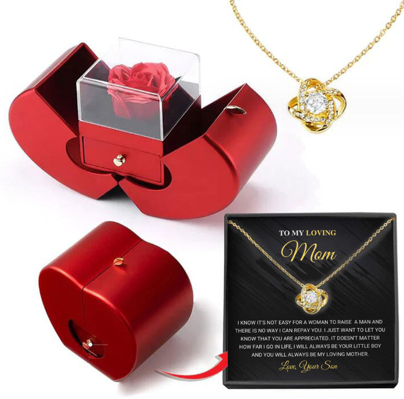 Surprise Her with a Stunning Red Apple Jewelry Box! Perfect for Mother's Day, Valentine's Day, or Christmas - Featuring an Eternal Rose and Beautiful Necklace! 🌹✨💖