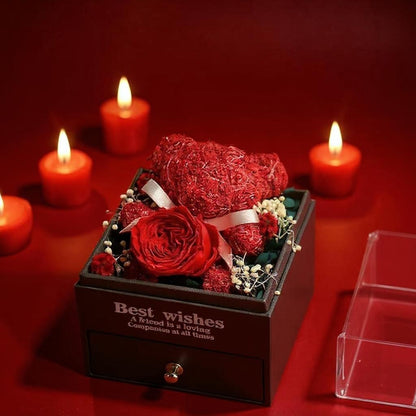 Unforgettable Eternal Flower Gift Box: Roses, Bear, Jewelry & More for Birthdays & Valentine's Day! 🌹🎁💖