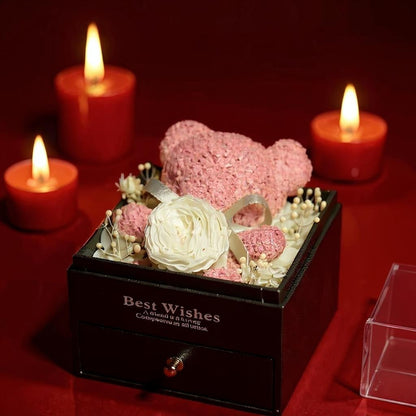 Unforgettable Eternal Flower Gift Box: Roses, Bear, Jewelry & More for Birthdays & Valentine's Day! 🌹🎁💖