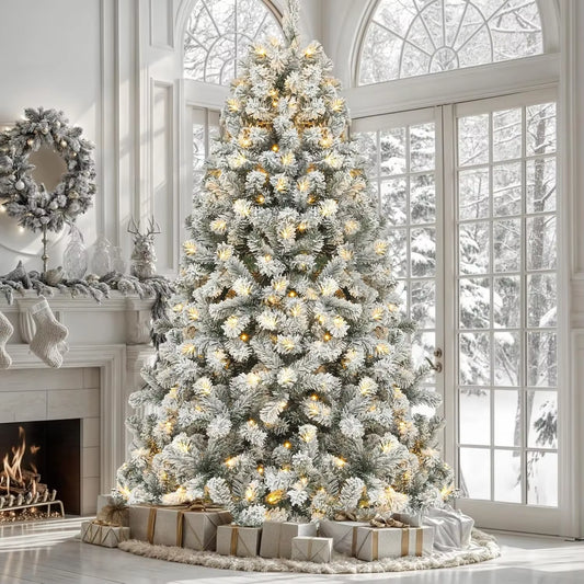 Transform your holidays with our 9-Foot Snow Flocked Prelit Christmas Tree! 🎄✨ Easy setup with a remote and stunning hinged pine design! #HolidayMagic #ChristmasTree