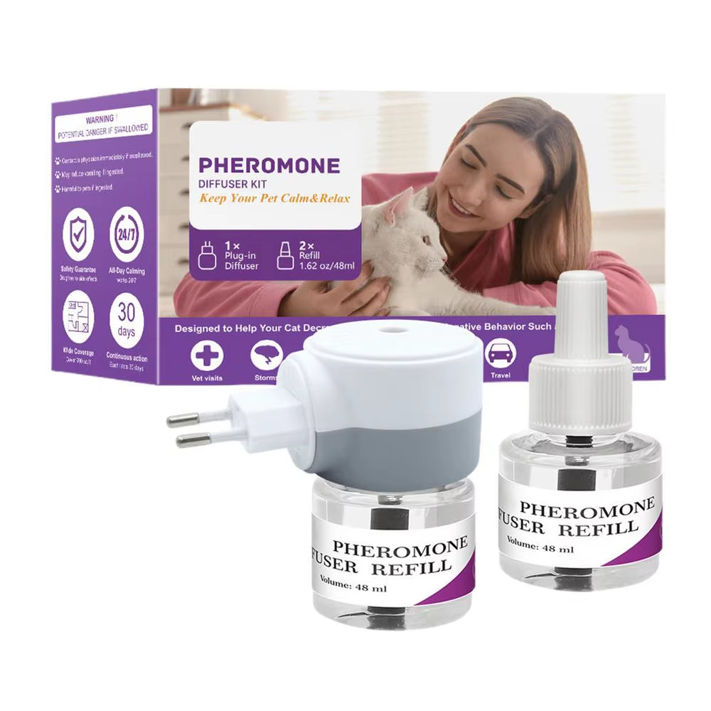 Calm Your Feline Friend Anywhere with Our Long-Lasting Cat Pheromone Diffuser! 🐾✨ Perfect for Travel & Stress Relief!
