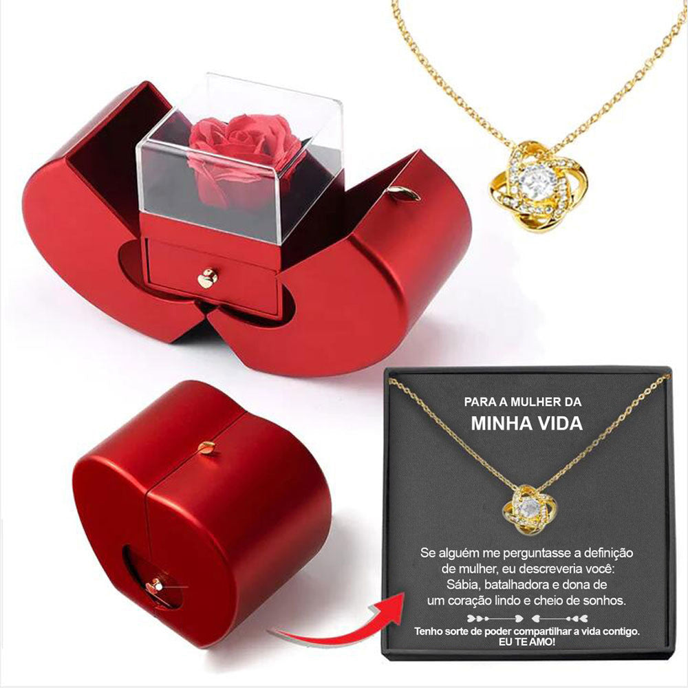 Surprise Her with a Stunning Red Apple Jewelry Box! Perfect for Mother's Day, Valentine's Day, or Christmas - Featuring an Eternal Rose and Beautiful Necklace! 🌹✨💖