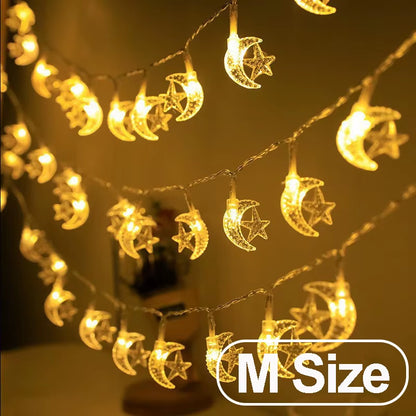 Sparkling 1-10M Christmas Snowflake & Moon Star String Lights for Your Festive Decor! Perfect for Parties, Trees, and Gardens!
