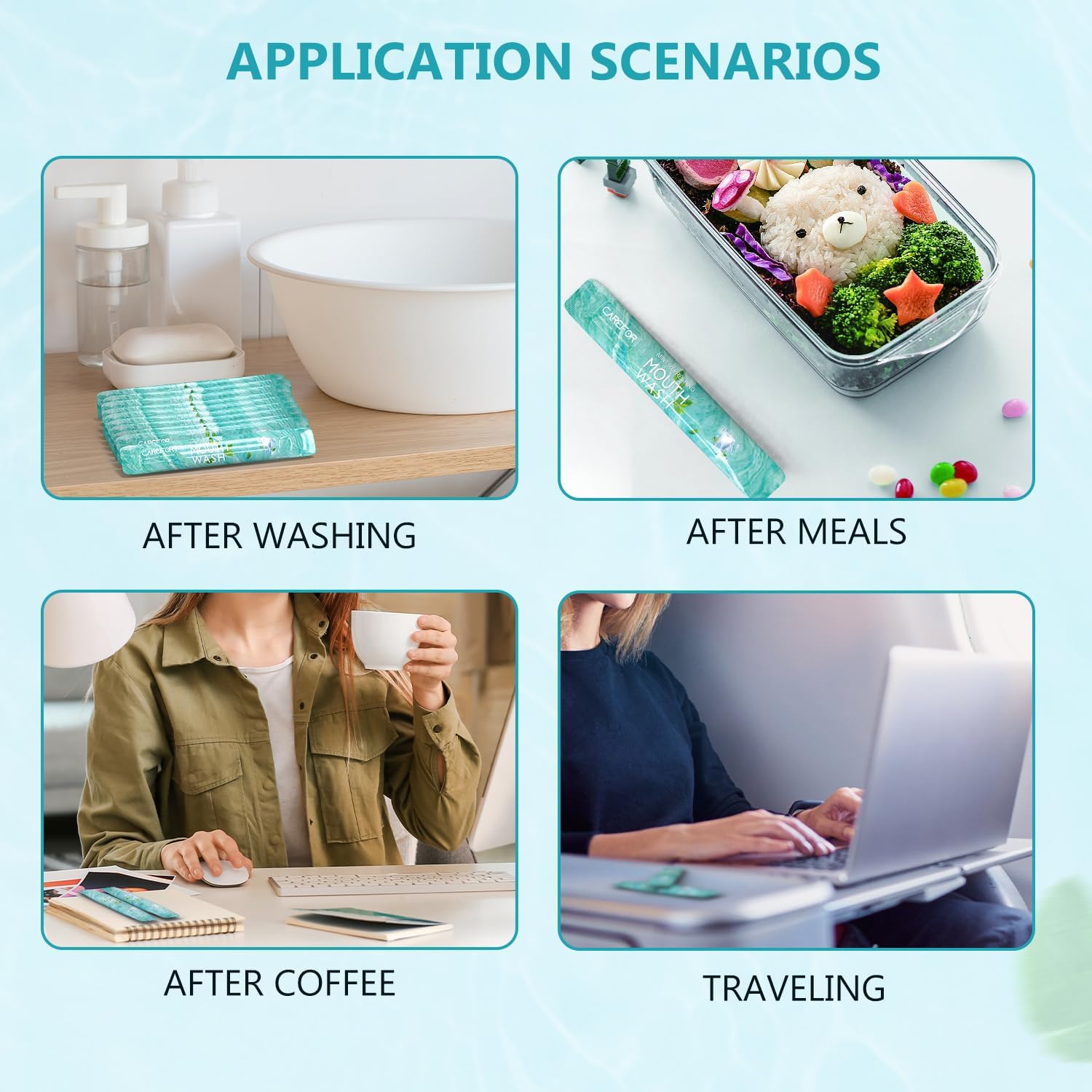 Freshen up on the go! 🌟 Travel-sized, alcohol & fluoride-free mint mouthwash strips - 30 individual packs for ultimate oral hygiene! 🦷✨ #TravelEssentials #OralCare