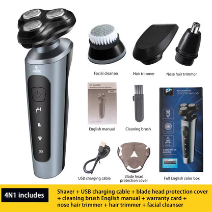 Upgrade your grooming game with our waterproof electric shaver! Perfect for wet or dry use, this rechargeable rotary trimmer delivers a smooth shave every time. #GroomingEssentials #ElectricShaver