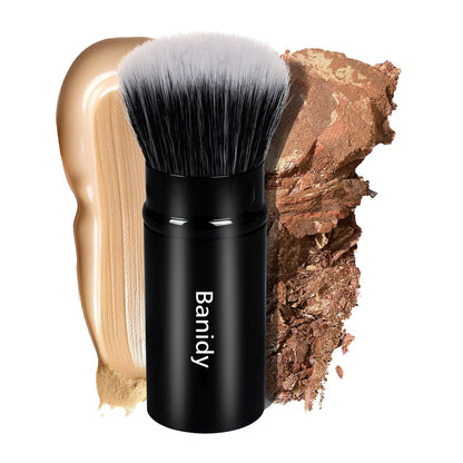 Get Flawless Skin On-the-Go with Our Retractable Kabuki Makeup Brush! Perfect for Foundation, Blush, and Bronzer - Cruelty-Free & Travel-Friendly!💖✨