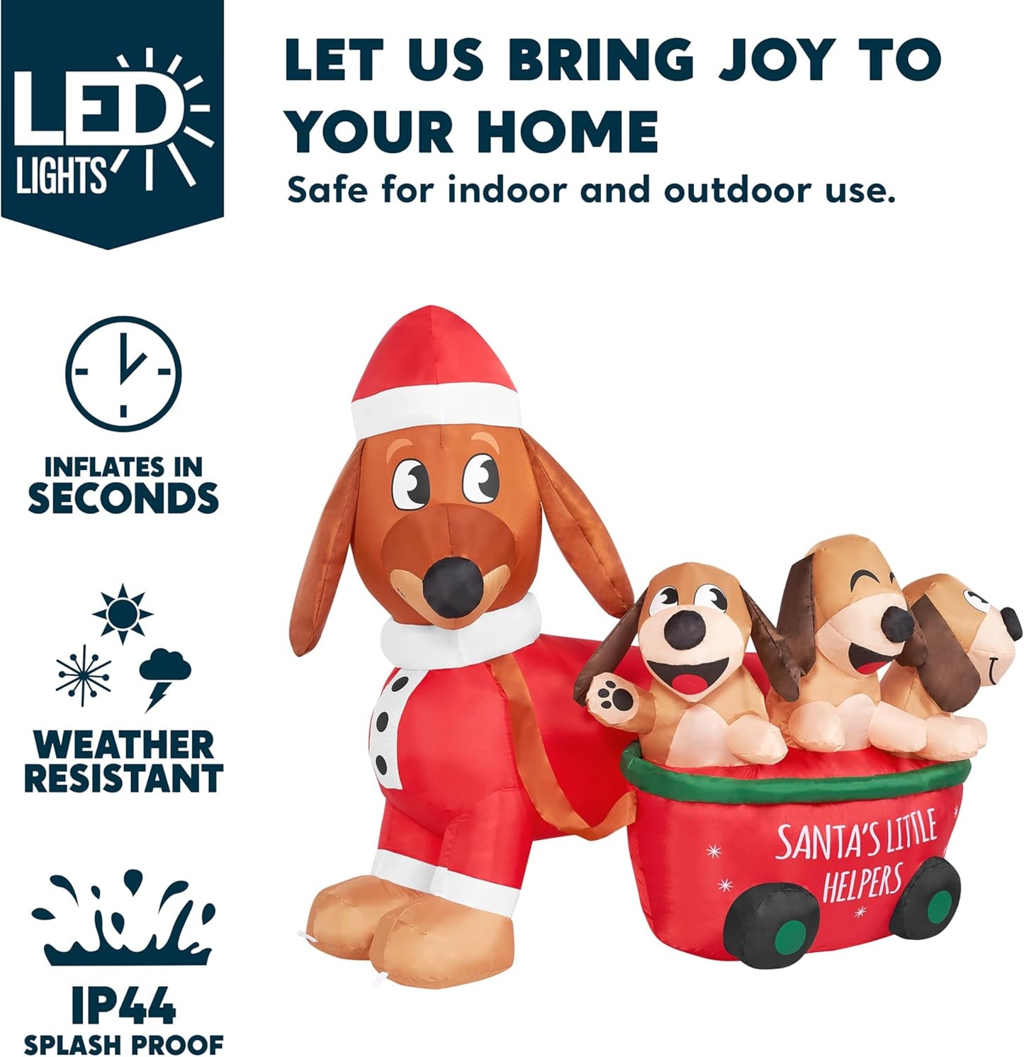 Get into the holiday spirit with our adorable 5 FT Christmas Puppy Inflatable! 🎄🐶 Perfect for your yard or indoor decor, this self-inflating cutie lights up with built-in LEDs!✨ #ChristmasDecor #InflatablePuppy #HolidayVibes