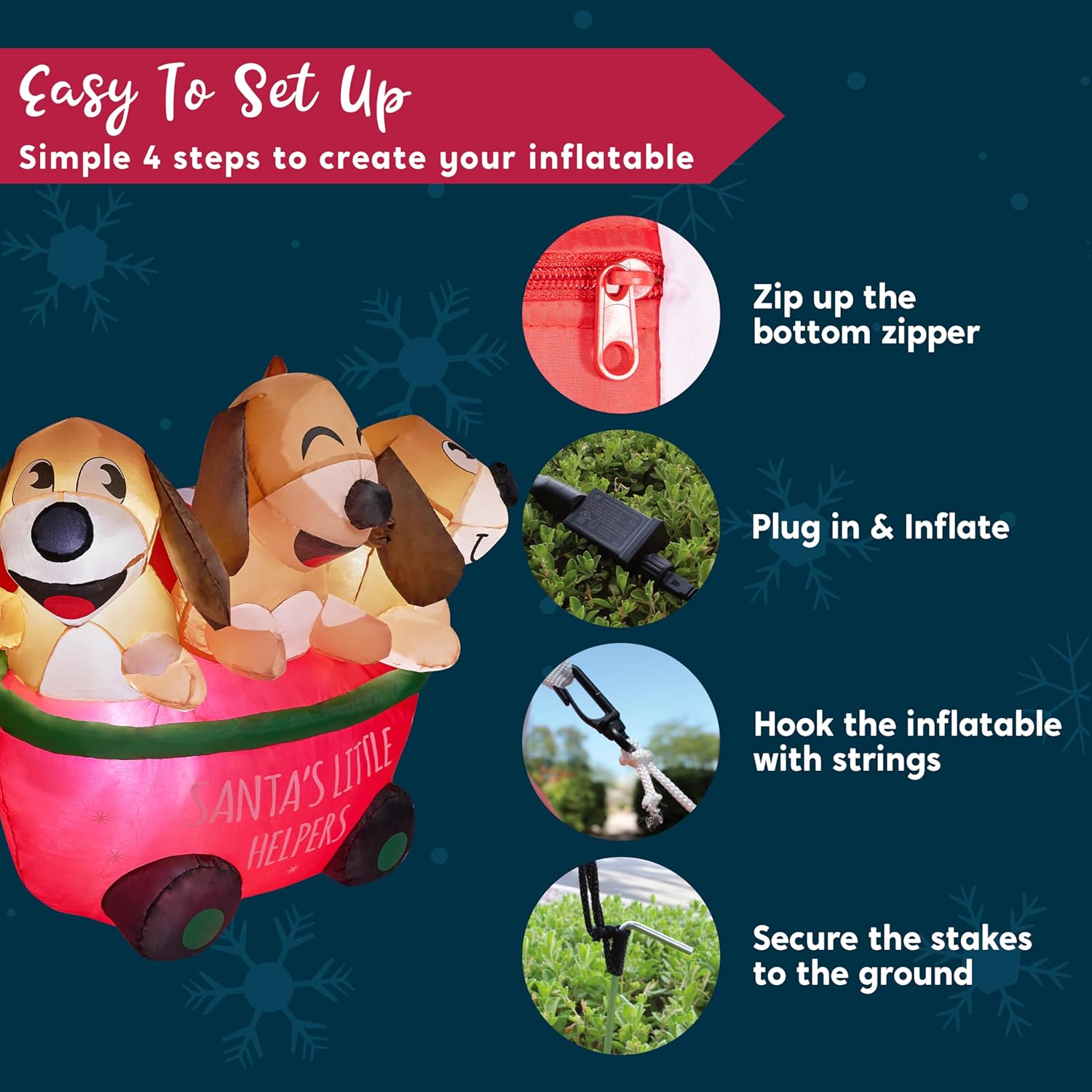 Get into the holiday spirit with our adorable 5 FT Christmas Puppy Inflatable! 🎄🐶 Perfect for your yard or indoor decor, this self-inflating cutie lights up with built-in LEDs!✨ #ChristmasDecor #InflatablePuppy #HolidayVibes