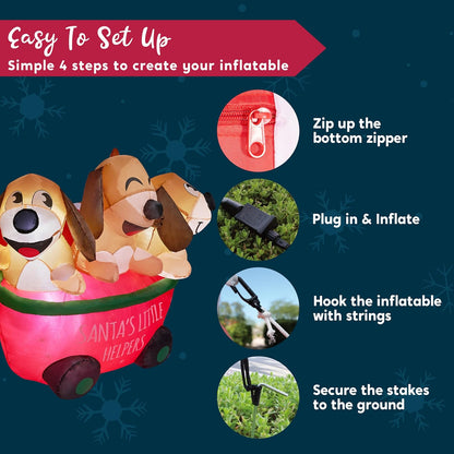 Get into the holiday spirit with our adorable 5 FT Christmas Puppy Inflatable! 🎄🐶 Perfect for your yard or indoor decor, this self-inflating cutie lights up with built-in LEDs!✨ #ChristmasDecor #InflatablePuppy #HolidayVibes