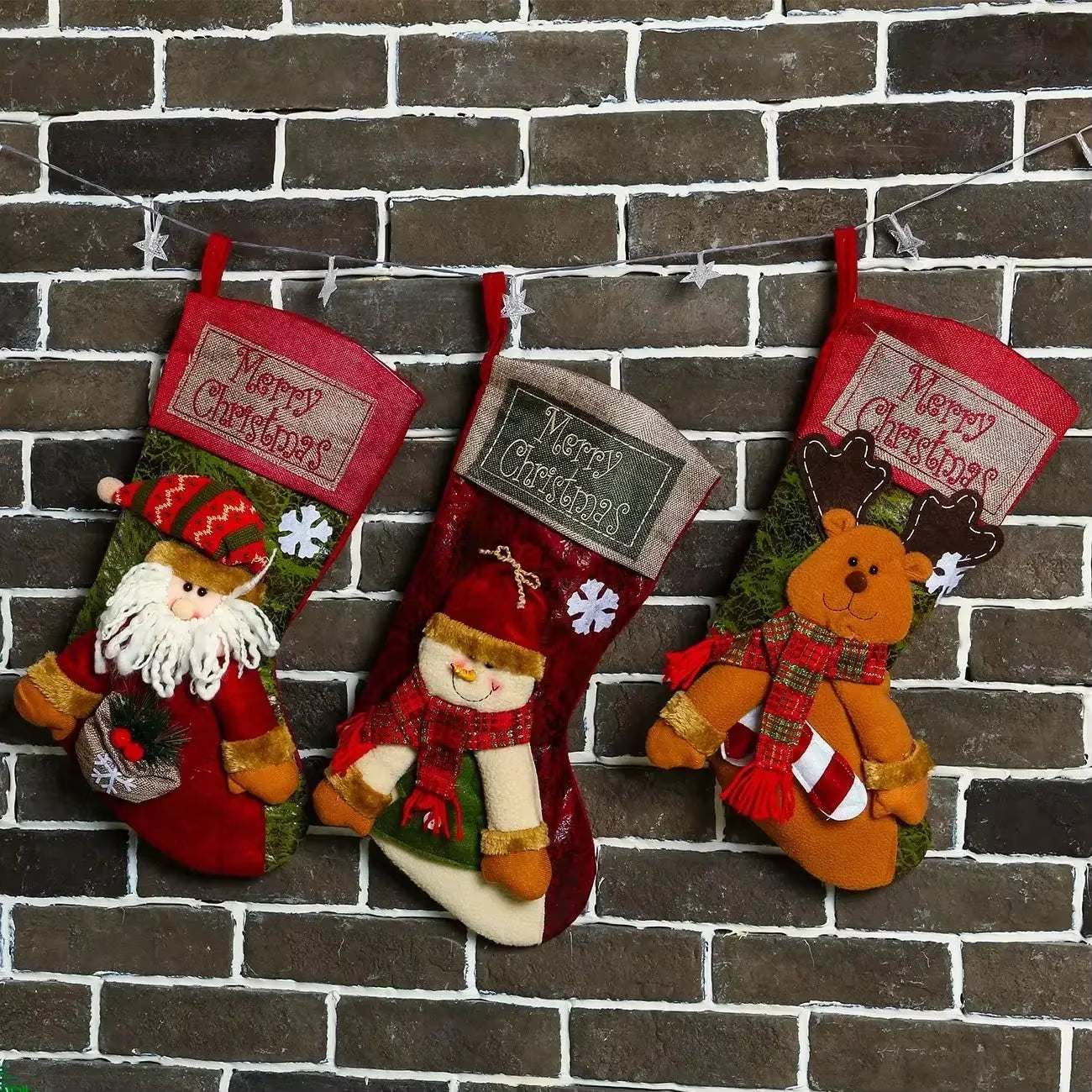 Get Festive with Our Classic Large Christmas Stockings Featuring Santa, Snowman, and Reindeer! Perfect for Family Holiday Cheer! 🎄✨