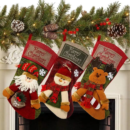 Get Festive with Our Classic Large Christmas Stockings Featuring Santa, Snowman, and Reindeer! Perfect for Family Holiday Cheer! 🎄✨