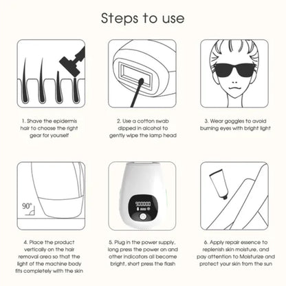 Professional Laser Epilator IPL Hair Removal Body Bikini Leg Depilatory Devic 900,000 Flashes 5 Levels Epilator Painless Electric Epilator Machine