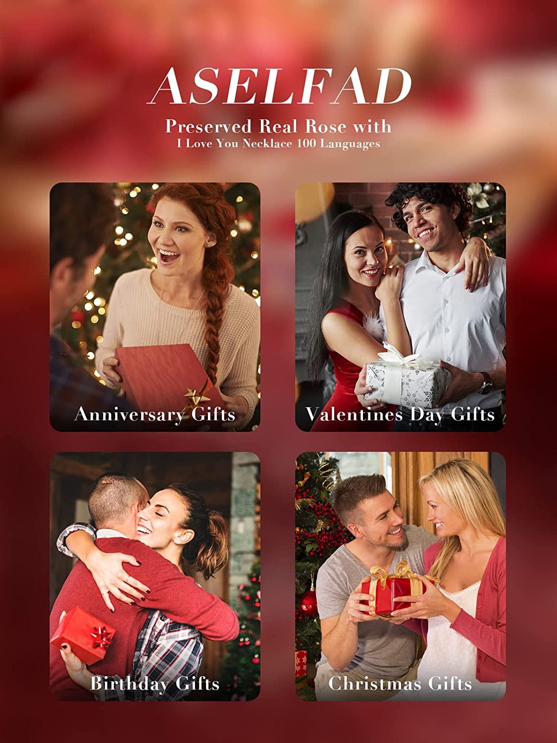 Eternal Love: Preserved Red Rose & "I Love You" Necklace in 100 Languages - The Ultimate Romantic Gift for Her! 🌹💖