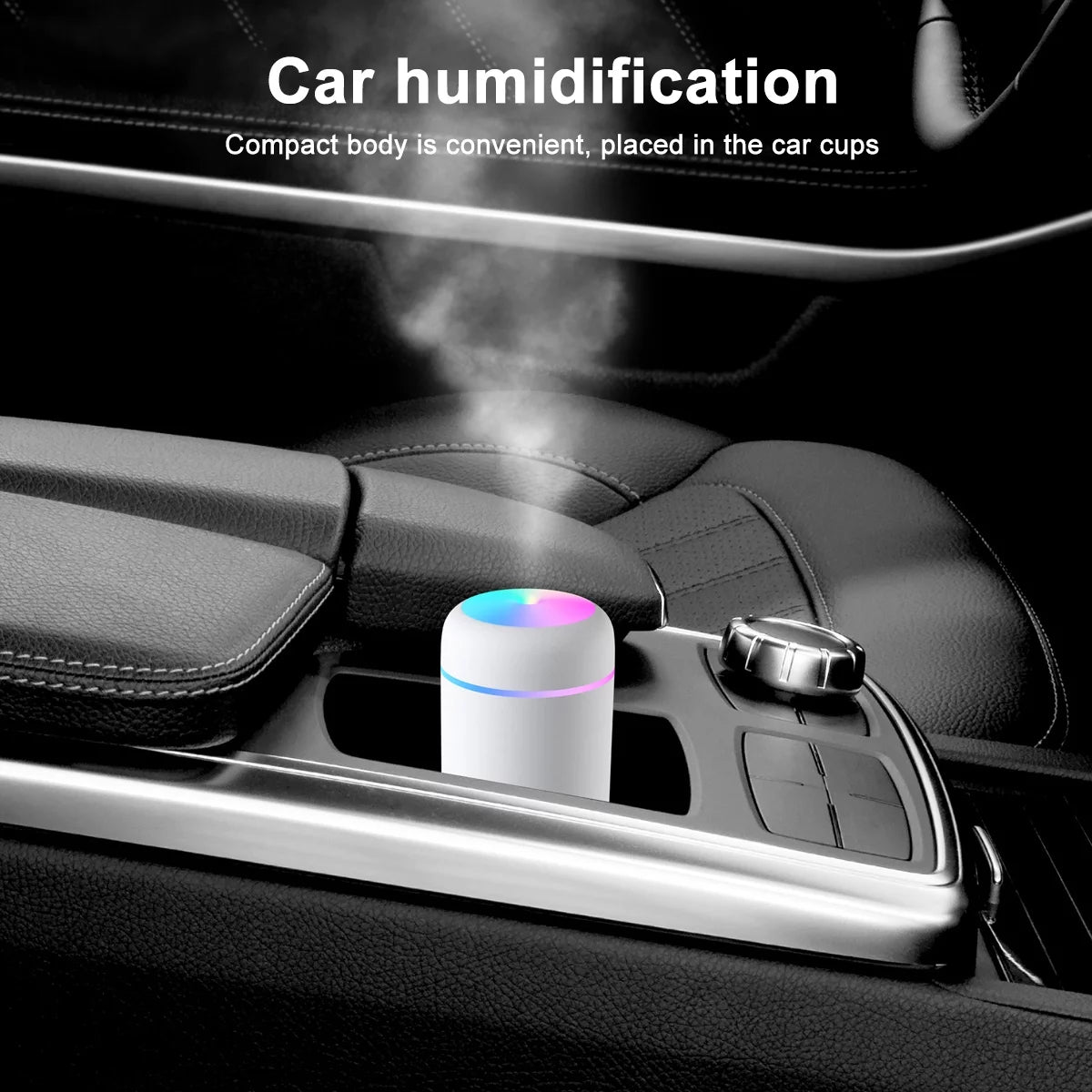 Durcord Portable Mini Humidifier, 300Ml Small Cool Mist Humidifier, Quiet Humidifier for Car-Black