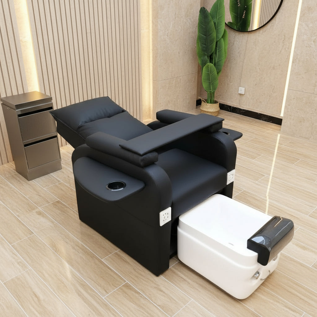 Unwind in Luxury: Electric Reclining Spa Massage Foot Bath & Pedicure Bench for Ultimate Relaxation! 💆‍♀️✨