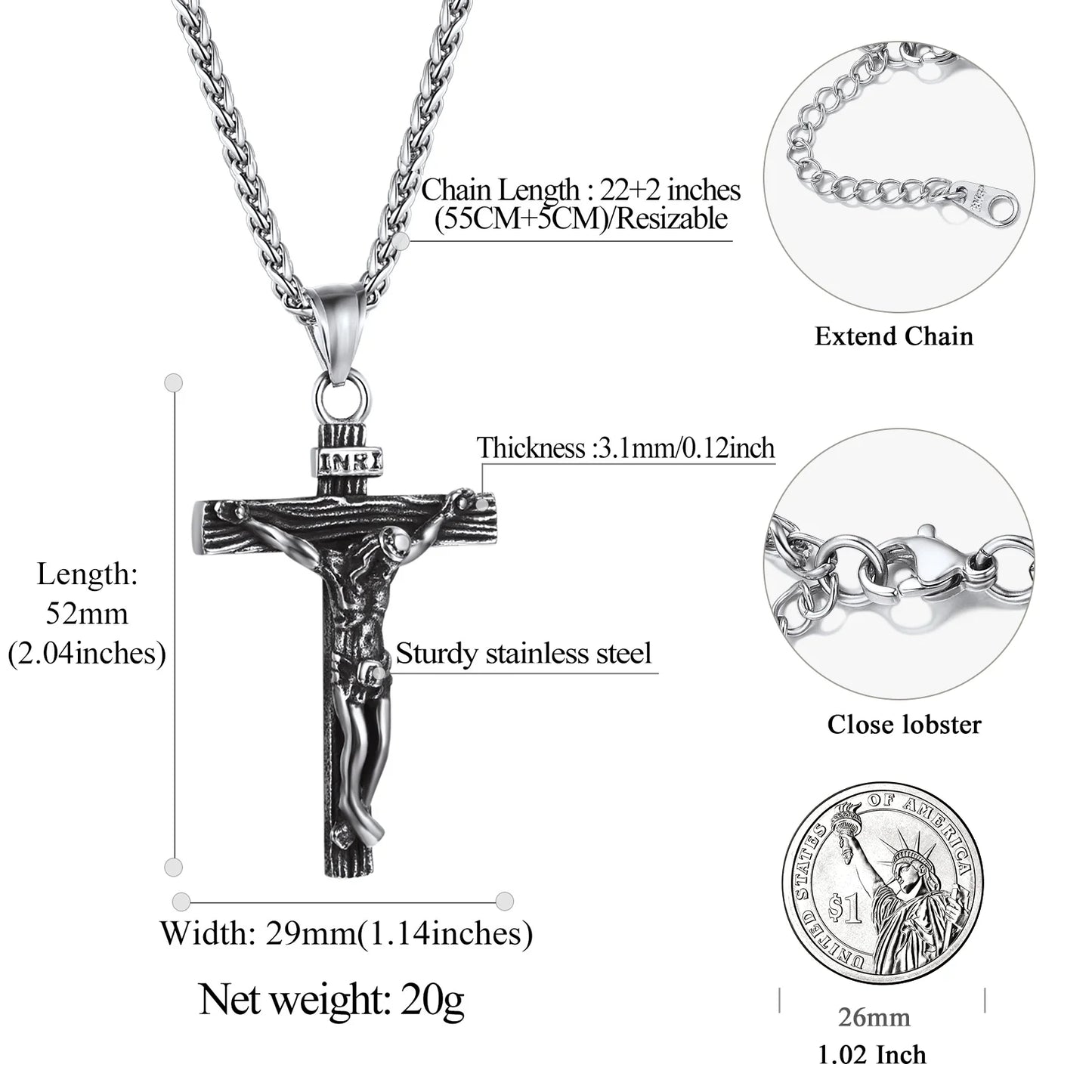 Stylish Stainless Steel Cross Necklace for Christian Dads - Perfect Father’s Day Gift! ✝️💖 #Faith #Fatherhood #GiftIdeas