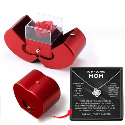 Surprise Her with a Stunning Red Apple Jewelry Box! Perfect for Mother's Day, Valentine's Day, or Christmas - Featuring an Eternal Rose and Beautiful Necklace! 🌹✨💖