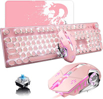 Level up your setup with this adorable Pink Typewriter Keyboard & Mouse! 🎀✨ Retro vibes meet modern gaming with white LED backlighting and anti-ghosting blue switches. Perfect for your desktop or laptop! 💖🖥️ #GamingGear #RetroStyle #CuteTech