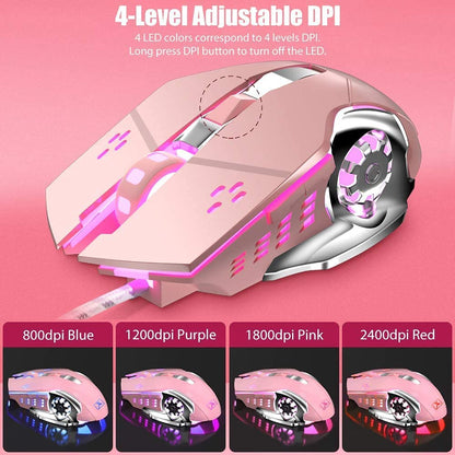 Level up your setup with this adorable Pink Typewriter Keyboard & Mouse! 🎀✨ Retro vibes meet modern gaming with white LED backlighting and anti-ghosting blue switches. Perfect for your desktop or laptop! 💖🖥️ #GamingGear #RetroStyle #CuteTech