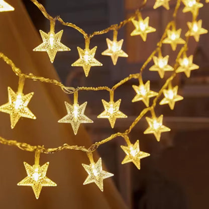 Sparkling 1-10M Christmas Snowflake & Moon Star String Lights for Your Festive Decor! Perfect for Parties, Trees, and Gardens!