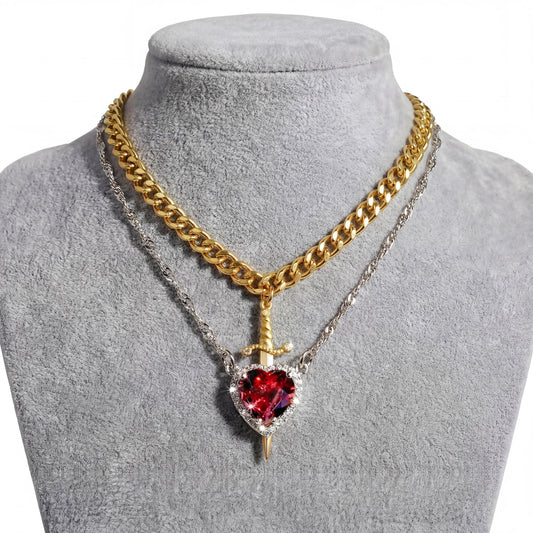 Slay the Style Game with Our Gothic Punk Heart Dagger Necklace! 💖🗡️ Perfect for Couples & Besties! #FashionJewelry #GothicStyle