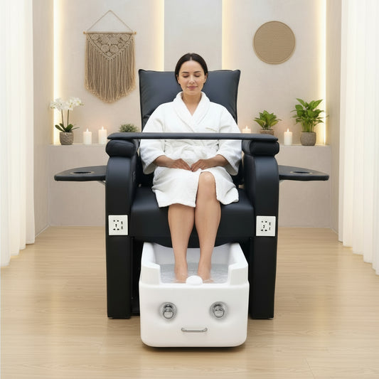 Unwind in Luxury: Electric Reclining Spa Massage Foot Bath & Pedicure Bench for Ultimate Relaxation! 💆‍♀️✨