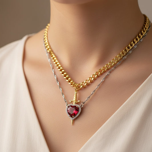 Slay the Style Game with Our Gothic Punk Heart Dagger Necklace! 💖🗡️ Perfect for Couples & Besties! #FashionJewelry #GothicStyle