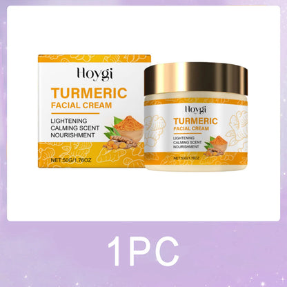 Glow Up with Our Turmeric Skincare Set! 🌟 Say goodbye to acne and dark spots while hydrating your skin with our moisturizing face cream and brightening serum! 💛✨