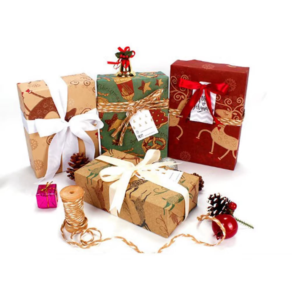 Get Festive with 9 Sheets of Christmas Kraft Gift Wrapping Paper for Your Holiday Celebrations! 🎄🎁✨